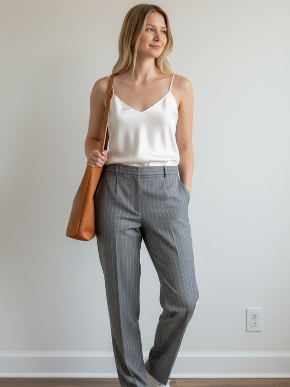 Zanella (Italian Made)Ladies Light Gray Pinstripe  Dress Trousers